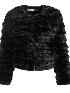 Black Alice + Olivia Fawn faux-fur jacket
